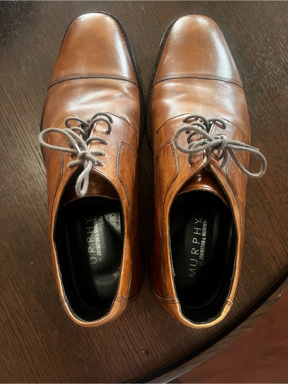 Johnston & Murphy Tan Leather Cap-Toe Derby Oxfords